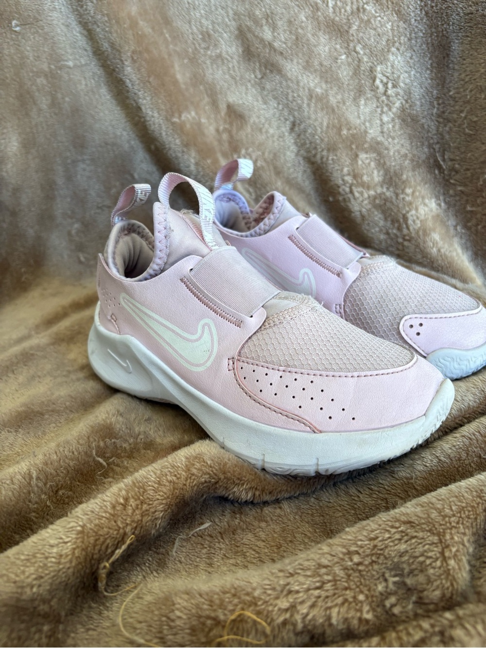 Nike Girls' Light Pink Slip-On Athletic Sneakers with White Swoosh